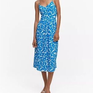 Blue‎ Floral Midi Dress Mango Size 14